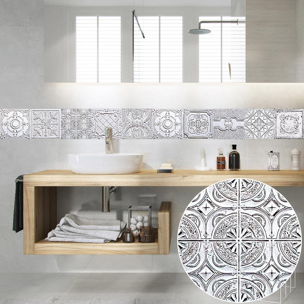 10 Pezzi Adesivi per Piastrelle da Pavimento Opache con Motivi Vintage Antiscivolo Impermeabili Autoadesivi Decalcomanie per Pavimento Bagno Cucina