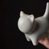 Creative Cat Cream Ru Kiln Ceramic Tea Pet Cute Cat Tea Play Ornaments Can Raise Chinese Art Pen Holder Teapot Lid Stand Tea Set