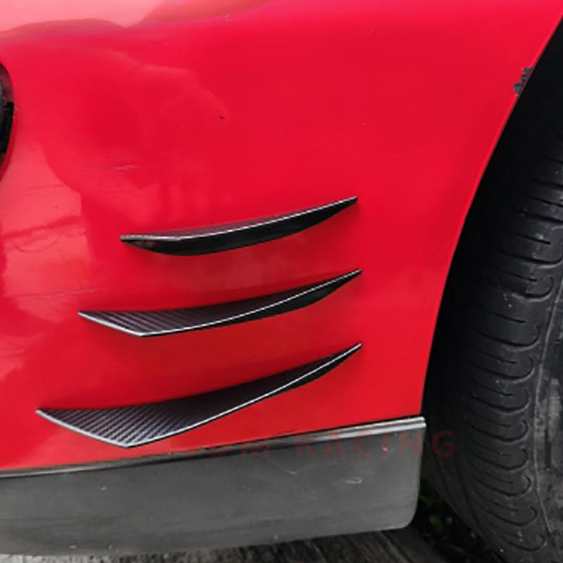 6pcs Universal Rubber Car Front Bumper Lip Protector Rear Diffuser Black Carbon Fiber Spoiler Splitter Wing Protection Guard