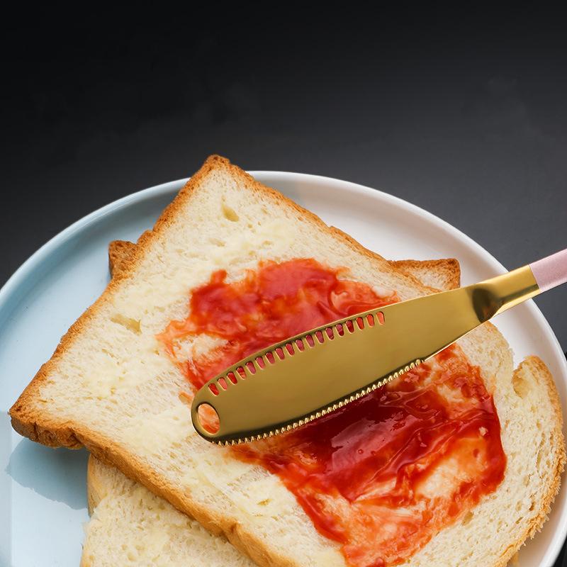 1PC Buttermesser Käse Dessertschneider mit Loch Gezacktes Steak Toast Brotaufstrich Marmelade Geschirr Home Geschirr Küchenwerkzeuge