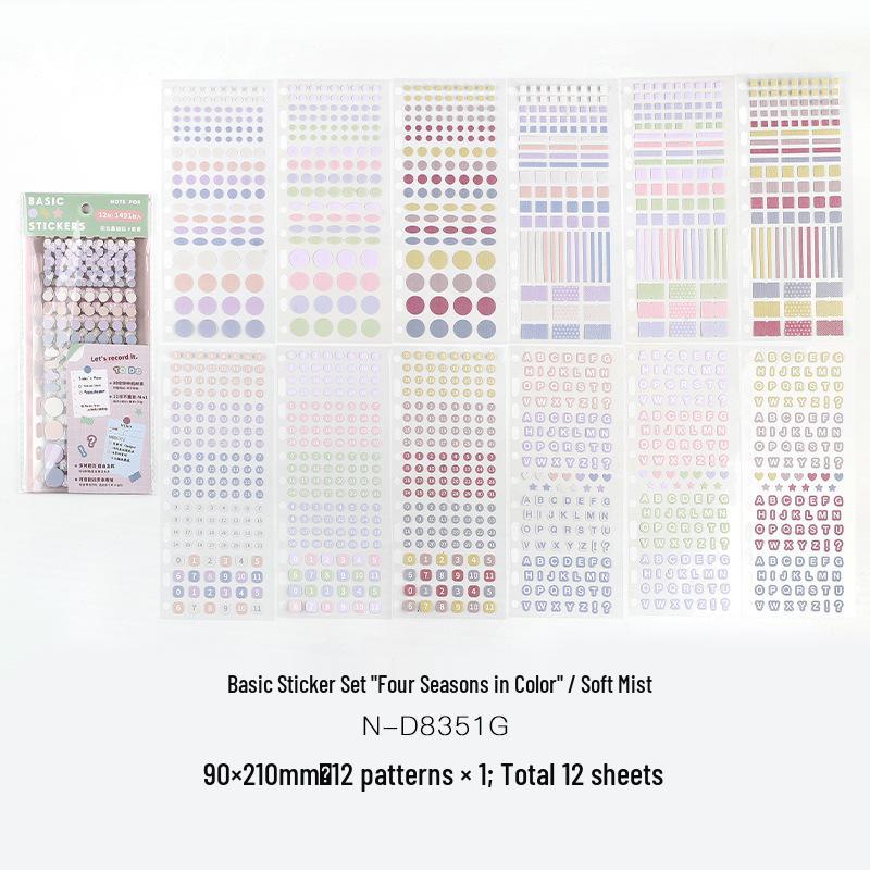 Four Seasons Korean Style Artistic Dot Marker Stickers Set for Journals