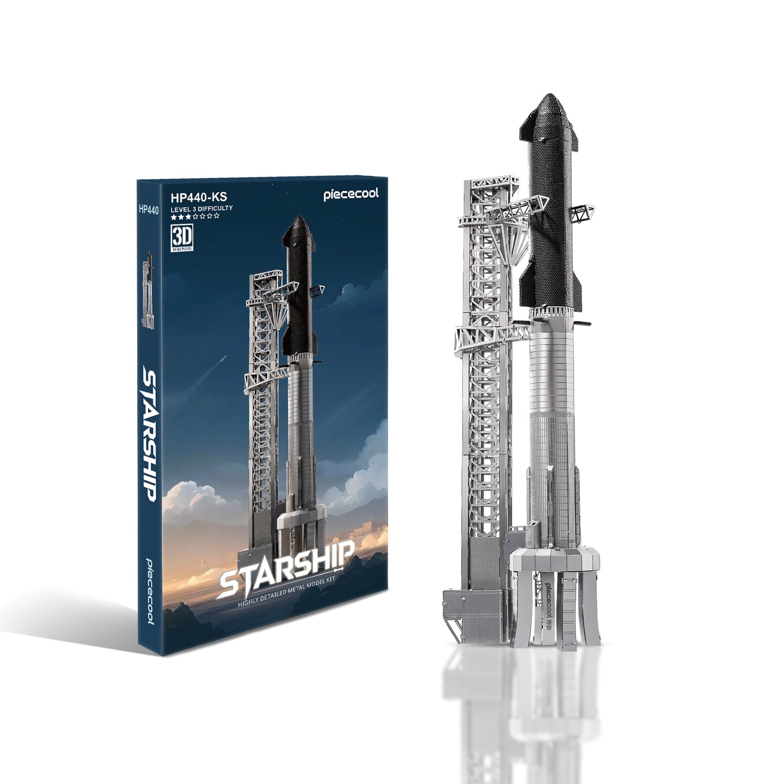 

Piececool 3D Puzzle, Metal Starship Rocket, Assembly Required, No Glue Required, 3-Star Difficulty, Intermediate/Adult