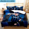 3PCS Inter Milan Star Lautaro Bedding Set,Including 1pc Duvet Cover And 2pcs Pillowcases Perfect for Bedroom, Dormitory, Fan Christmas Gift
