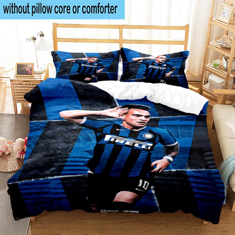 3PCS Inter Milan Star Lautaro Bedding Set,Including 1pc Duvet Cover And 2pcs Pillowcases Perfect for Bedroom, Dormitory, Fan Christmas Gift