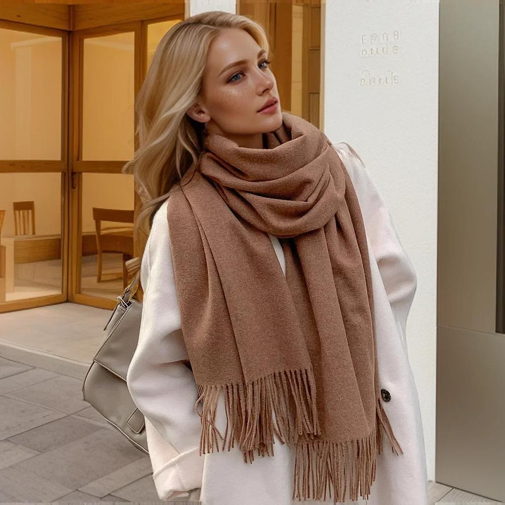 Solid Color Cashmere Scarf For Women Thick Warm Winter Pashmina Shawls Wraps Tassel Female Blanket Echarpe Bufanda Hijab