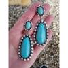 Plated 925 Ancient Silver Turquoise Earrings, European and American Creative Drop-shaped Turquoise Exaggerated Earrings