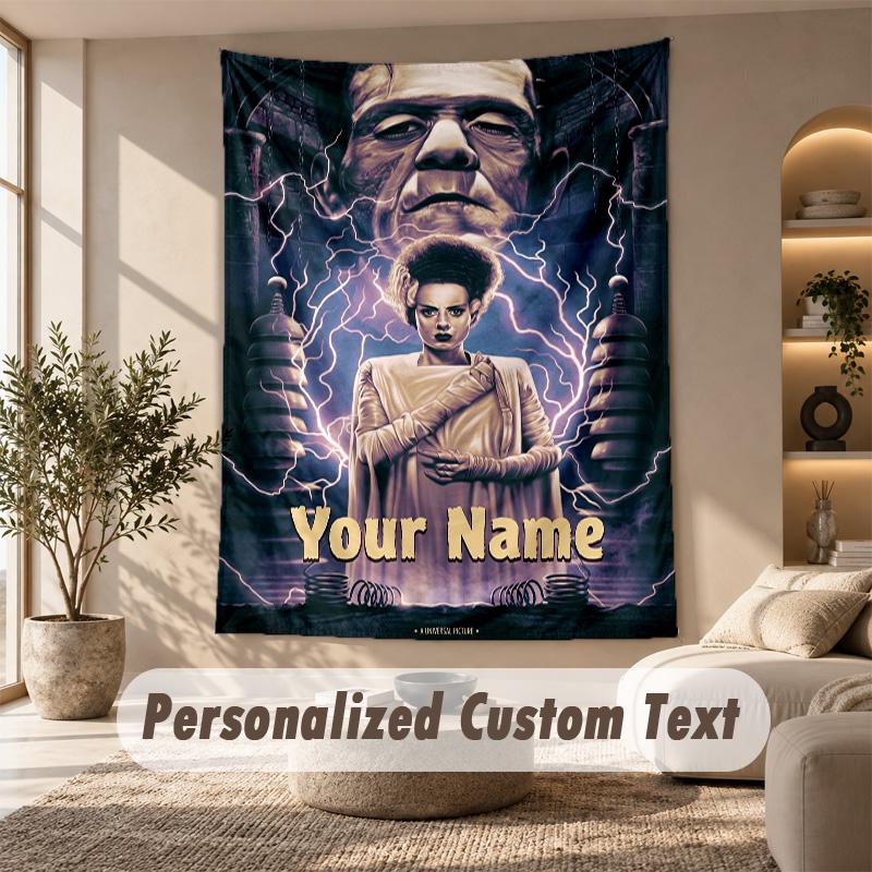 Tapestry Custom Name Text, Wall Hanging Tapestry Home Room DecorBride of Frankenstein