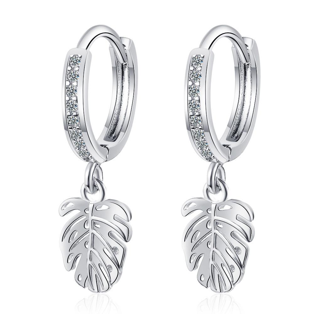 2026 Ear Buckle Female Korean Version Small Wind Fresh Diamond Leaf Ear Buckle Temperament Leaf Earring Ear Jewelry Ear Buckle