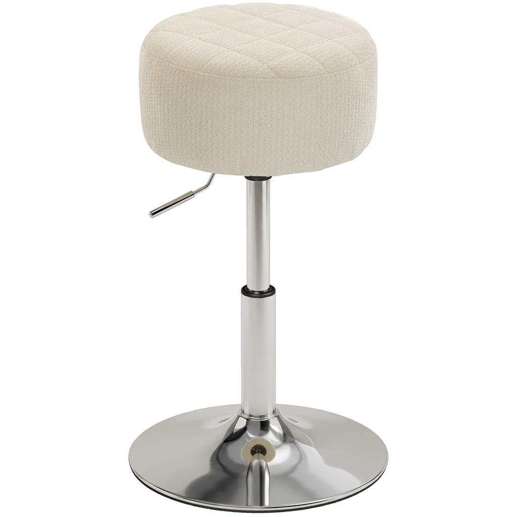 Chenille Dressing Stool, Swivel Makeup Stool, Height-Adjustable, 51-66 cm, Cream
