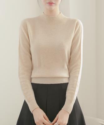 Keulleiseu Classic Mood 100% Wool Mock Neck Knit_Ivory