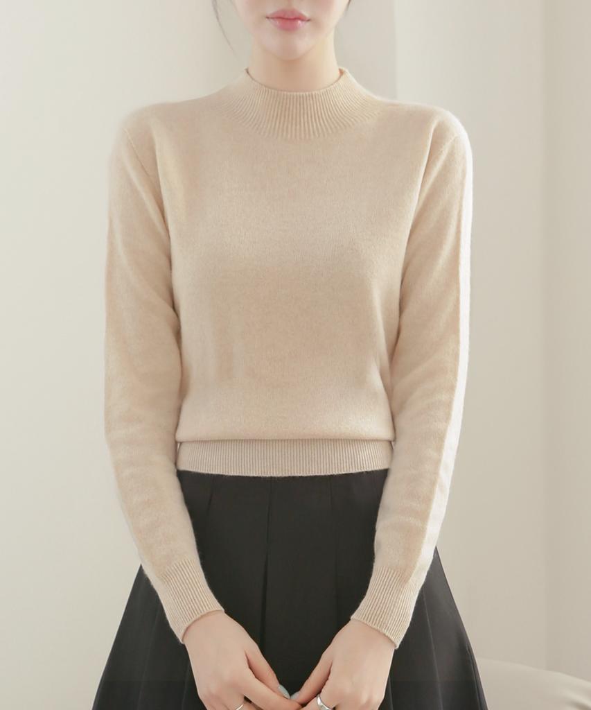 Keulleiseu Classic Mood 100% Wool Mock Neck Knit_Red