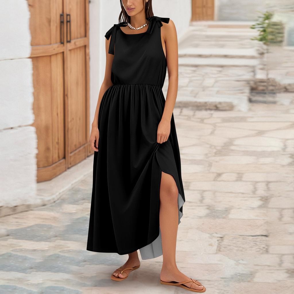 Women's Summer Fashion Tank Dress A-Line Sleeveless Casual Floral/Solid Pocket Dress