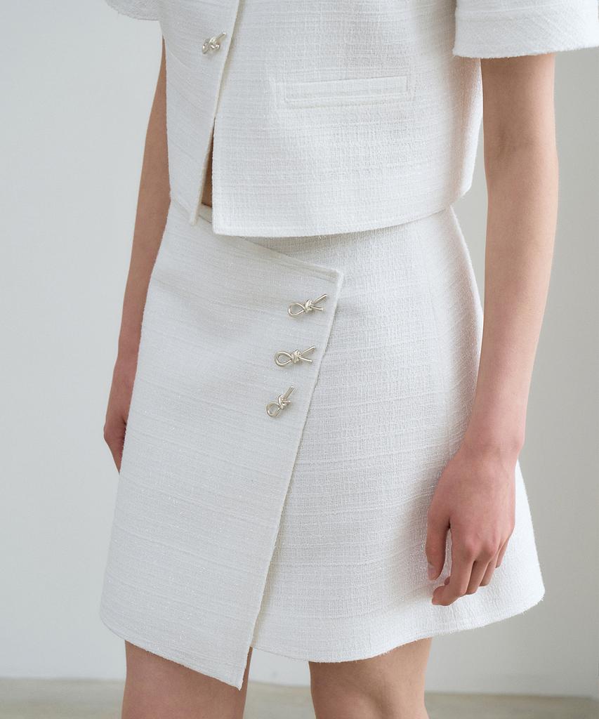 Rene J Tweed Wrap Mini Skirt