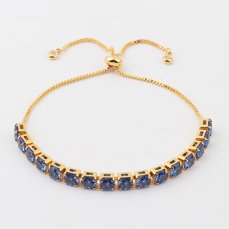 

Luxury Adjustable Tennis Bracelets For Girls Christmas Gift 5mm Rainbow Blue Zircon 18k Gold Color Women s Bracelet Jewelry
