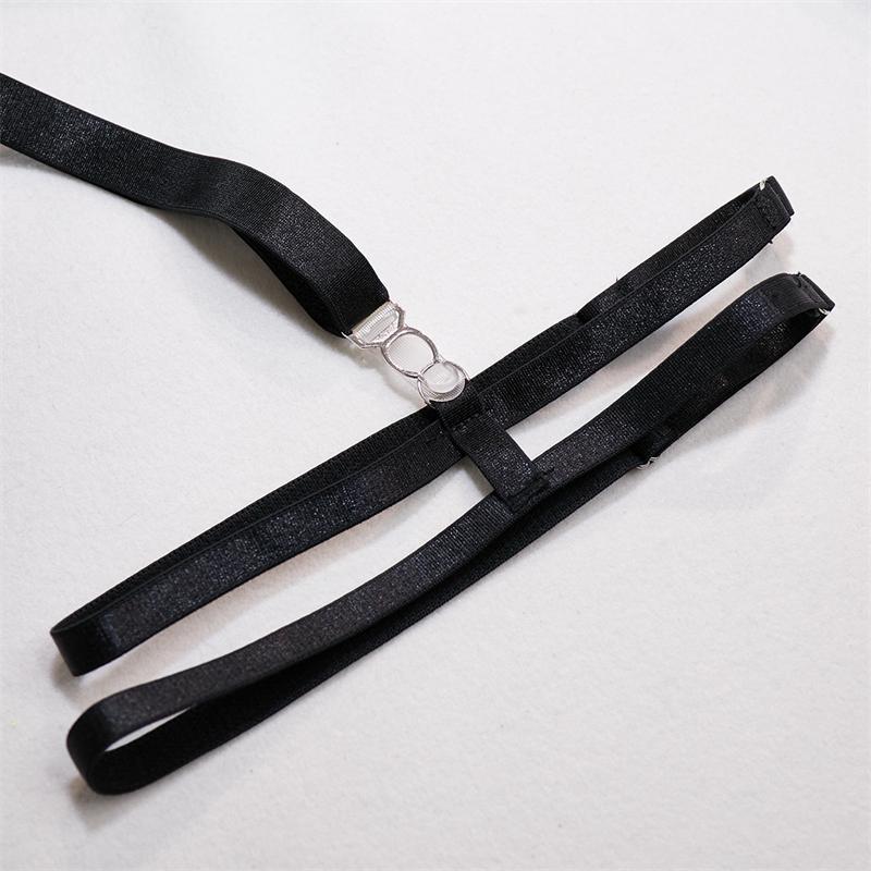 Aduloty Metallkette gebunden Halsring Armband Kreuzstich hohl erotische Dessous Versuchung sammeln BH Damen Unterwäsche Set