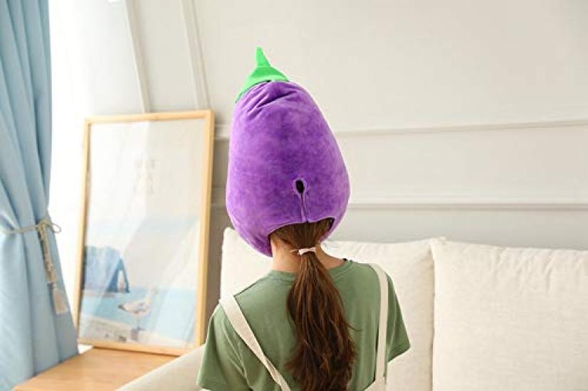 Bestmaple Animal Cap, Plush Headgear, Cute, Fluffy, Plush Animal Mask (Eggplant)