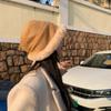 Plush Hat Women's Autumn and Winter Solid Color Suede Bucket Hat Loose Thickened Warm Big Head Circumference Pile Hat Basin Hat