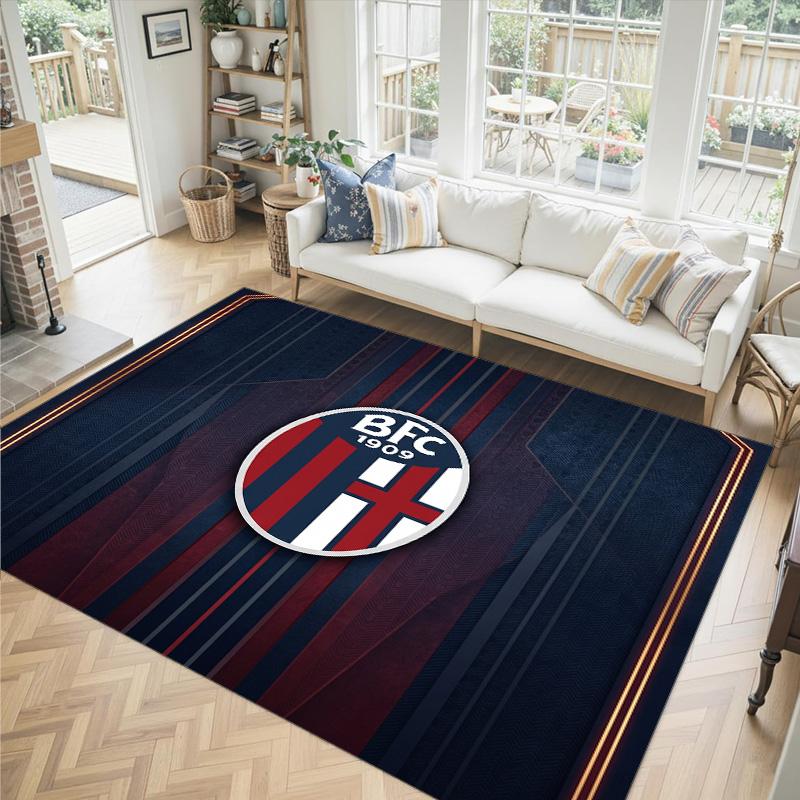 Bologna FC Design Crystal Velvet Carpet Cozy Non?Slip Printed Rug For Bedroom Living Room Entrance