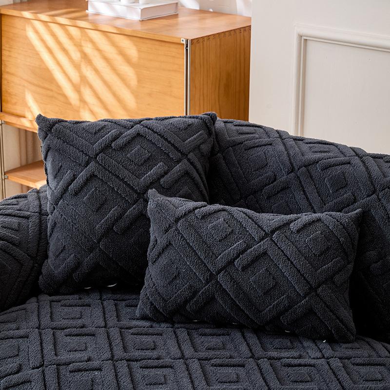 1pc Short Plush Sofa Slipcover, Warm And Thick Sofa Cover Four Seasons General Furniture Protector, Bedroom, Office, Living Room Home Decoration