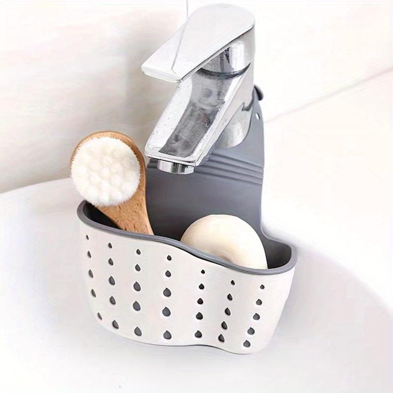 1pc Adjustable Silicone Sink Tray-Multifunctional Kitchen Organizer for Sponges, Scrub Brushes & Cleaning Supplies