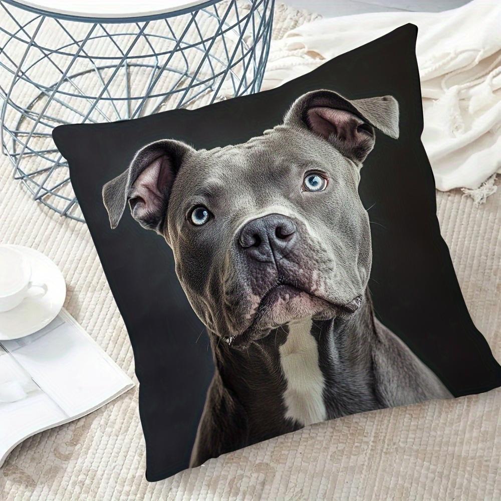 1Pc Pit Bull Portrait Print Throw Pillow Cover,Suitable For Sofa,Bedroom,Living Room,A Stylish Gift For Animal Lovers