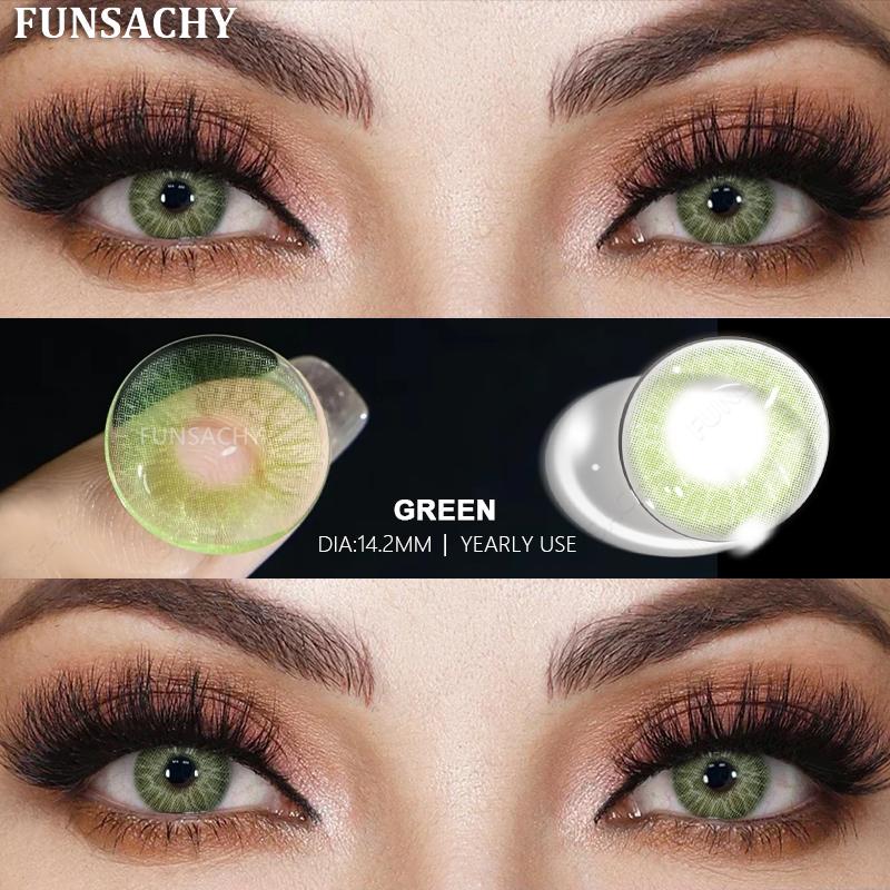 FUNSACHY 1 Pair Colored Contact Lenses for Eyes Blue Lens Gray Green Eye Makeup Natural Lenses Fashion Beauty Cosmetics Pupils