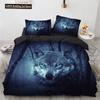 Wolf Duvet Cover Set Black White Wolf Yin And Yang Pattern Wild Animals Comforter Cover King Queen Size For Kid Boys Bedding Set