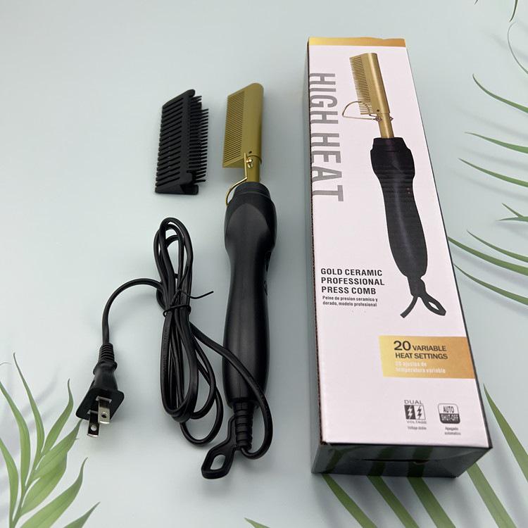 Dual-Use Electric Heated Copper Comb: Wet/Dry Straightener & Curling Wand