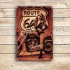 Vintage Motorcycle Wall Art Vintage Route 66 Motorcycle Metal Wall Art  Rustic Tin Sign with Woman On Bike for Home Bar Ca