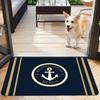 Tappetino di Benvenuto con Ancora Nautica Tappetino Antiscivolo Morbido "Benvenuti sulla Mia Barca" Decorazione Blu Navy/Oro per Interni Soggiorno