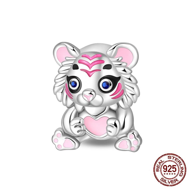 New Copper Pink Cute Animal Charms Beads Chinese Style Panda Fit 3Mm Original Bracelets Diy Jewelry Birthday Gift