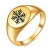 European & American 18K Gold Snowflake Oval Ring, 12MM Titanium Steel for Men & Women