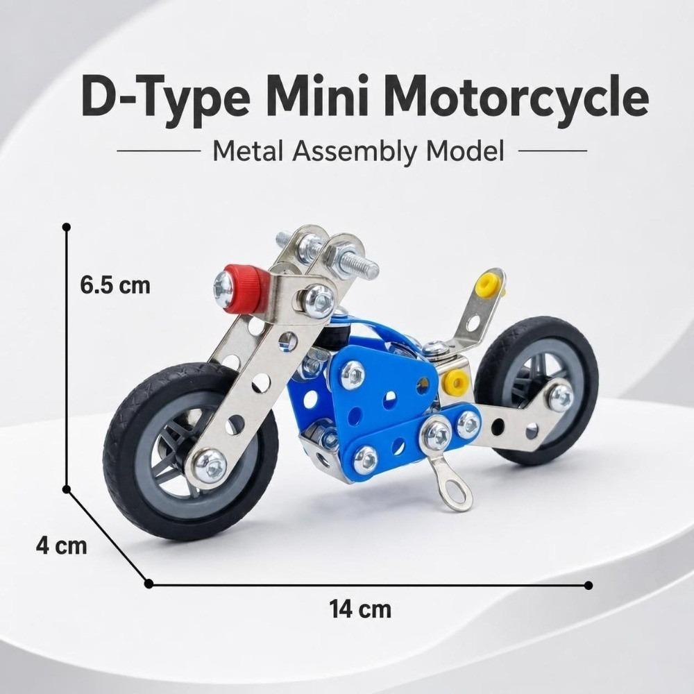 Motorcycle‑Shaped Metal Building Toy Mini‑Sized Assembly Puzzle Toy Motorcycle Model Kit Kids