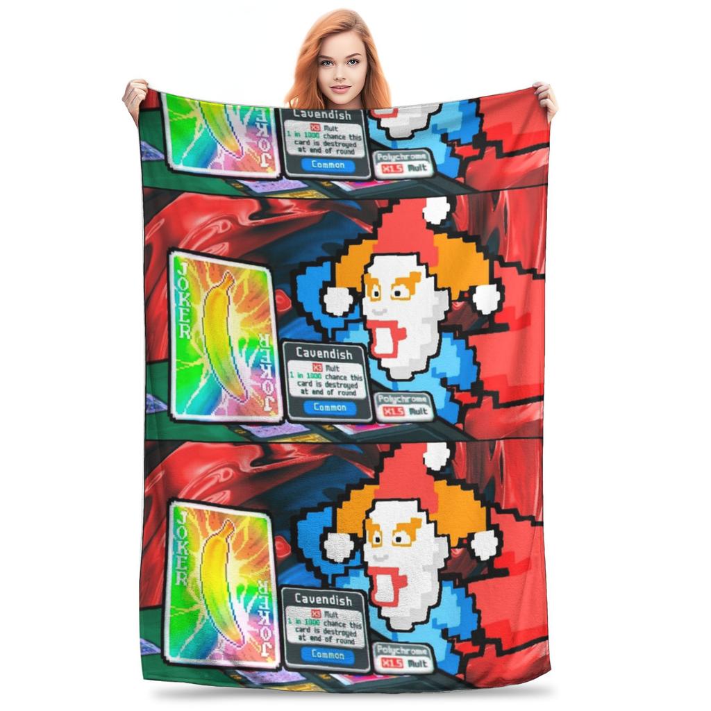 Balatro Playing Card Jocker Lusty Joker Blanket Flannel Multi-Function Soft Throw Blankets For Home Bedroom Plush Thin Quilt