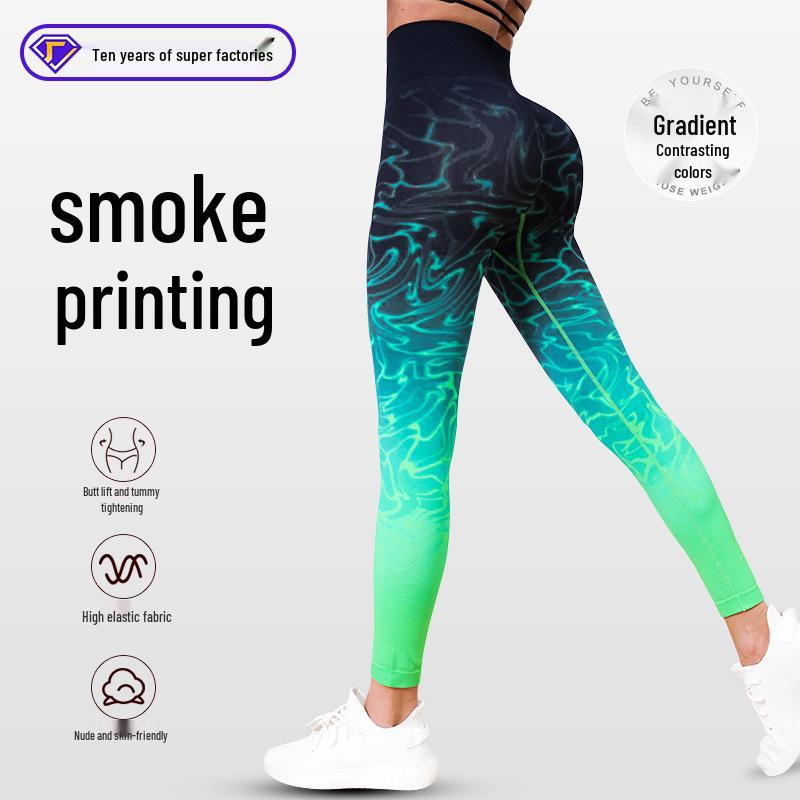 

Gradient Colorblock Women s Seamless High Waist Running Leggings Small