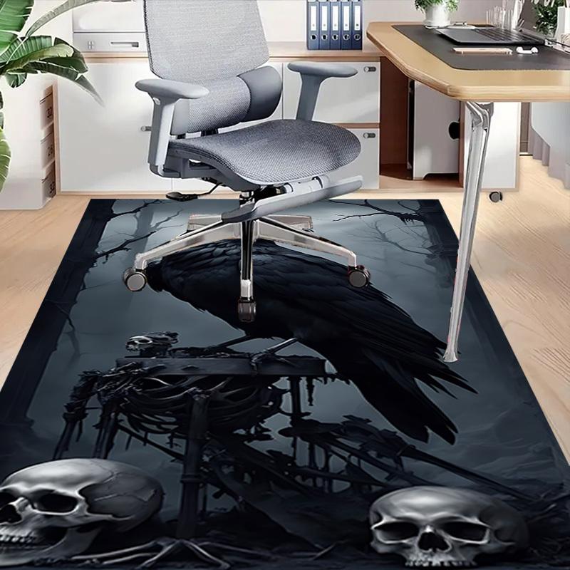 1pc Crow, Skulls Carpet Anti Slip Polyester Floor Mat for office,Bedroom
