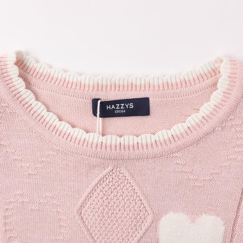 HAZZYS Girls' 2026 Autumn Sweet Round Neck Knit Sweater