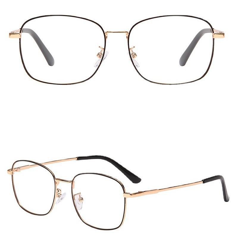 New anti-blue glasses, metal photosensitive men's flat glasses, color-changing high definition literary and retro glasses O
