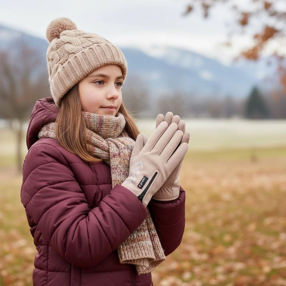 Mănuși calde de iarnă pentru copii, mănuși de ciclism impermeabile, mănuși sport rezistente la vânt pentru băieți și fete de 4-13 ani