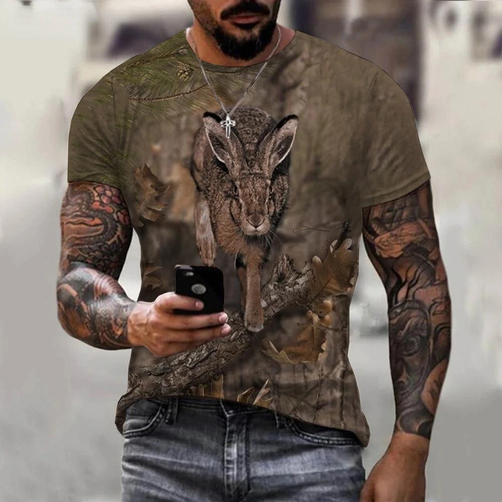 Camouflage Boar Hunting Animal T Shirts Mens Womens 3D Printed Short Sleeves Tops Street Casual Harajuku Oversized Men Clothing