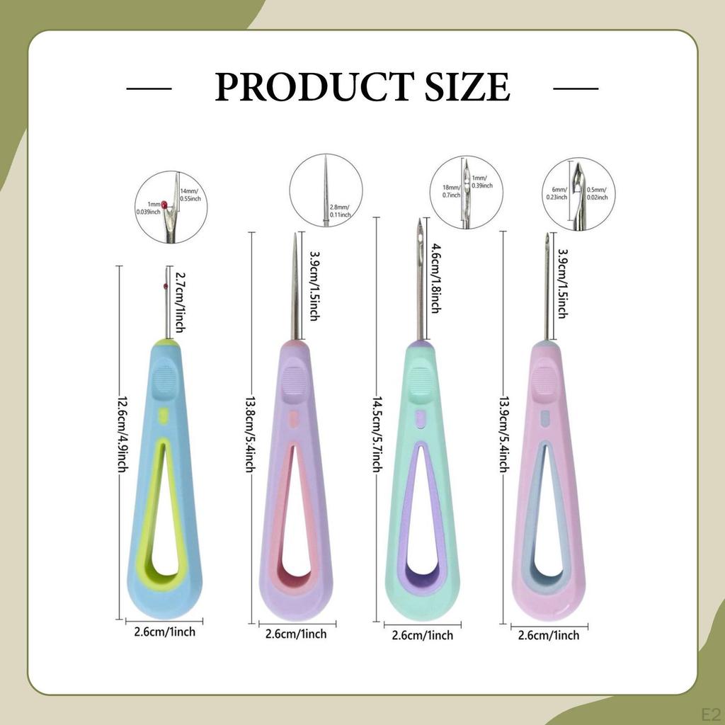 4Pcs Leather Sewing Awl with Seam Ripper Ergonomic Scratching Hand Tools Set Eyelet