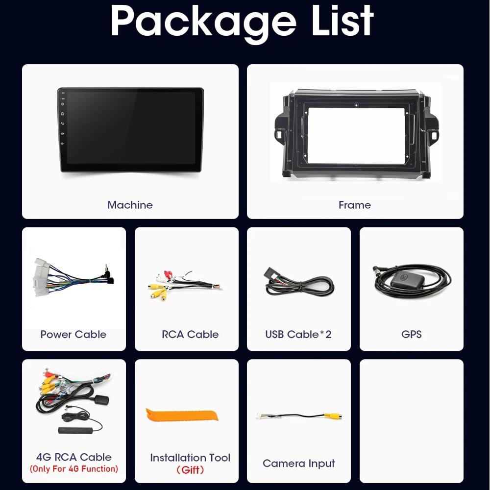 Android For Toyota Fortuner 2 2015-2019 Car Radio Stereo Multimedia Navigation GPS Video Player Wireless Carplay 2 Din Headunit