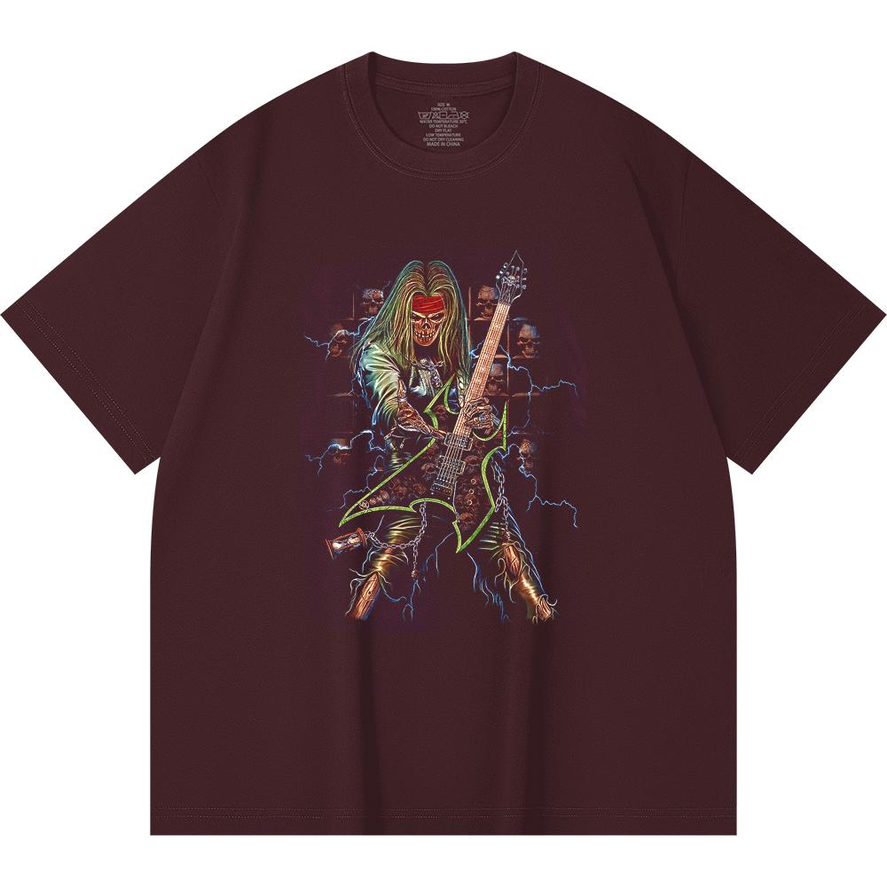 230 Gsm 100% Cotton Heavy Metal T-Shirt  Rock Band Popular Music Print Unisex Heavy Cotton T Shirt