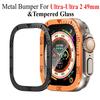 Ekrāna aizsargs Apple Watch Ultra 49 mm korpusam Piederumi Metāla vāka rāmis + rūdīts stikls iWatch Ultra 2 49 mm rāmja gredzenam