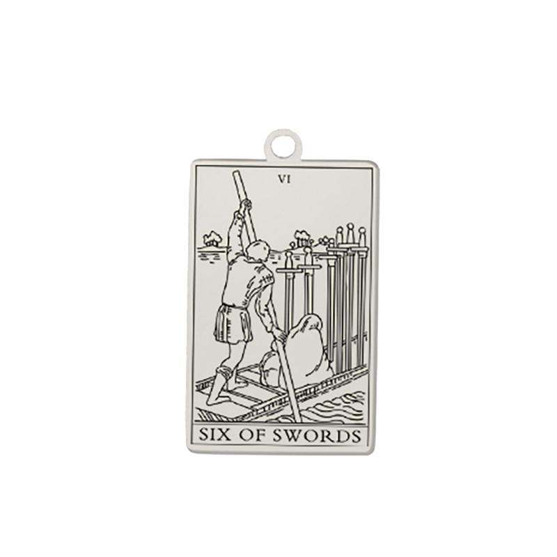 Dawapara Tarot Card Pendant Suit of Swords Minor Arcana Amulet Stainless Steel Charms for Jewelry Making DIY Accessories
