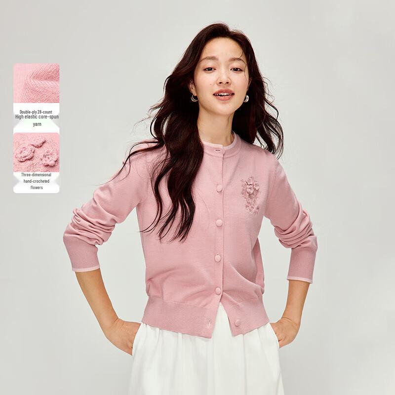 

INMAN 2026 Spring Women s Embroidered Knit Cardigan XL