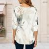 Women Plus Size Round Neck 3 4 Sleeve Abstract Printed T Shirt Curved Hem Casual Top