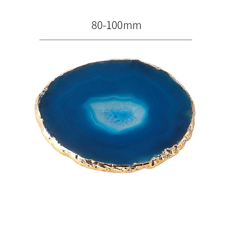 

Colored Agate Stone Coaster Coffee Cup Insulation Mat Dinner Table Storage Tray Gold Edges Gemstone Coaster Teacup Tray Cup Mat