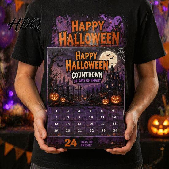 Creepy Countdown to Halloween Advent Calendar with 24 Horror Figures Mini Cute Ghost Day Toy Set Decorations Spooky Gift Box for Kids And Collectors