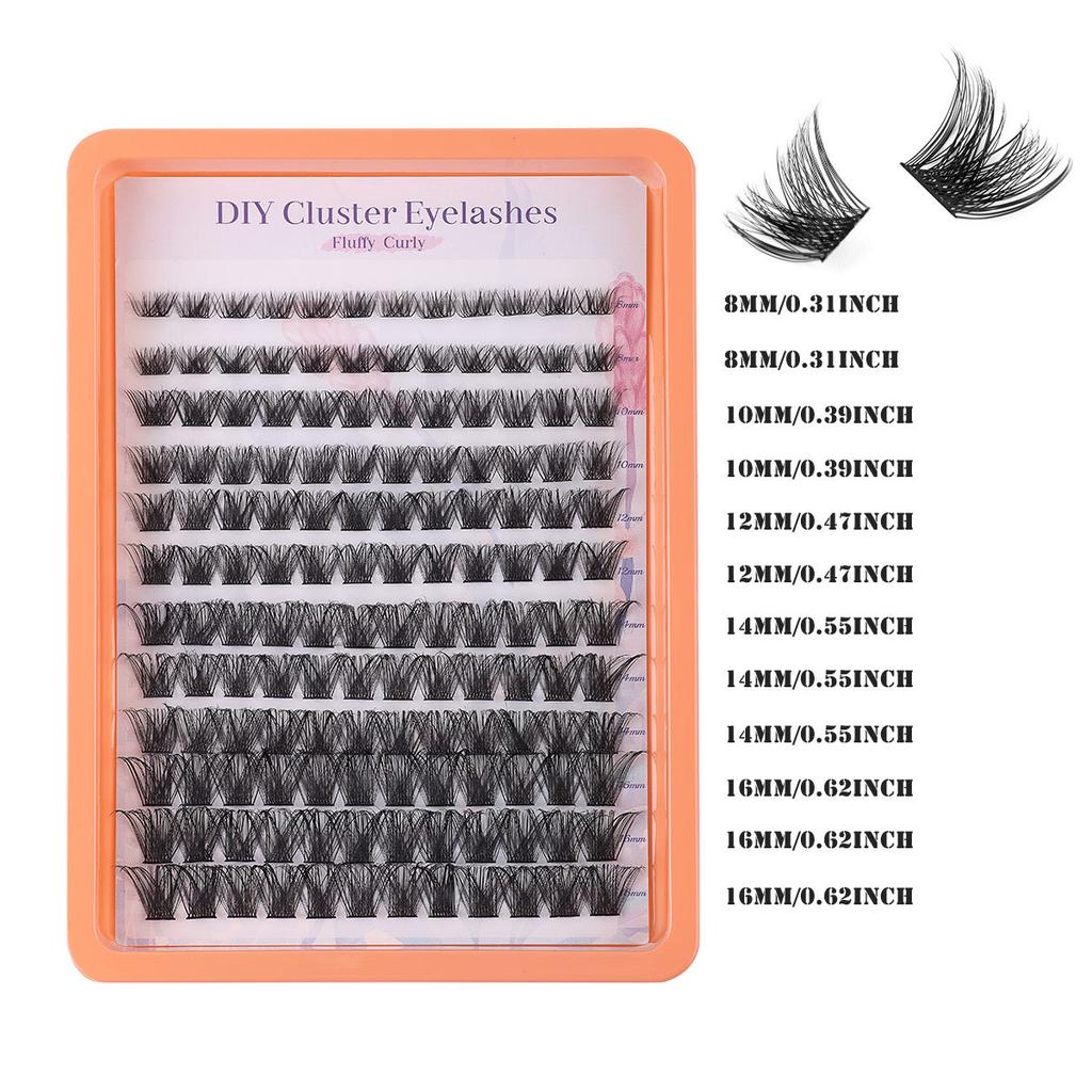 Einzelner Cluster C-Bogen Mehrhaar-Falsche Wimpern-Set 8-16mm DIY Segmentierte Grafting Dicke Wimpern